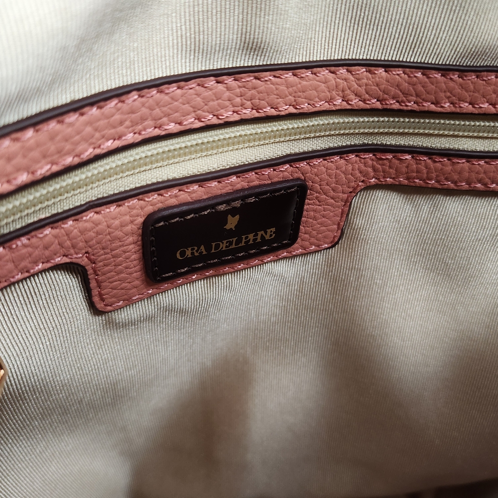 Ora Delphine Peach Leather Tote - Picture 7 of 13